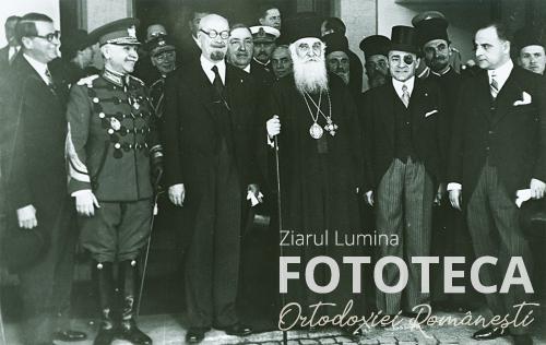 Patriarhul Miron Cristea alături de vice prim ministrul Armand Călinescu şi alţi miniştri 