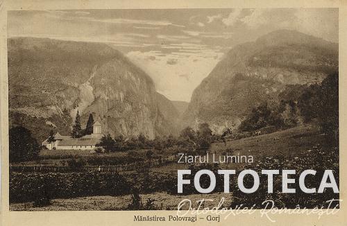 Carte poştală reprezentând mănăstirea Polovragi, jud. Gorj