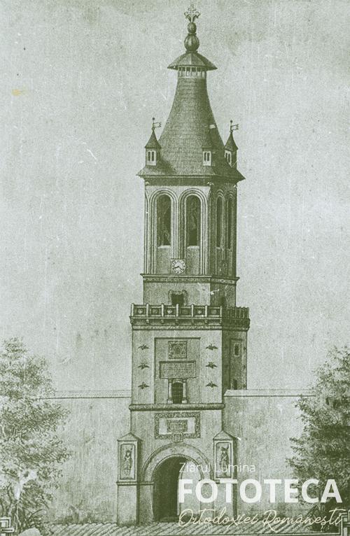 Desen reprezentând turnul bisericii Colţea din Bucureşti