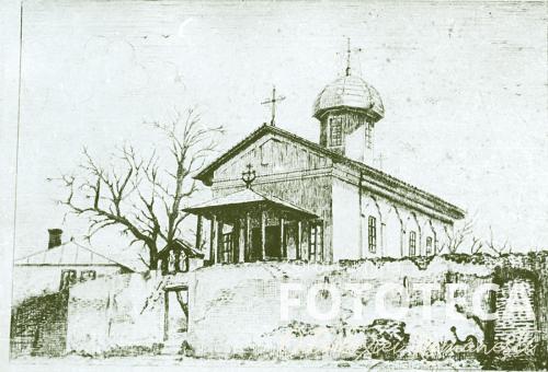 Gravură reprezentând biserica Bucur din Bucureşti