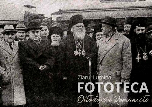 Sosirea patriarhului Nicodim Munteanu în gara Băneasa din Bucureşti 