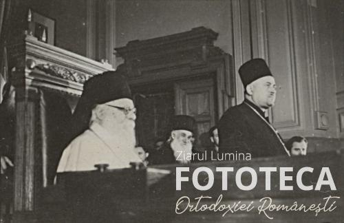 Patriarhul Nicodim Munteanu şi preoţii Gala Galction şi Constantin Burducea la congresul „preoţilor democraţi” 