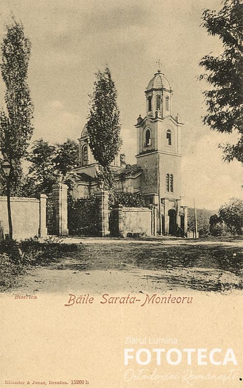 Carte poştală reprezentând biserica din Sărata Monteoru, jud. Buzău