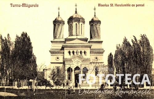 Carte poştală color reprezentând biserica „Sf. Haralambie” din Turnu Măgurele, judeţul Teleorman